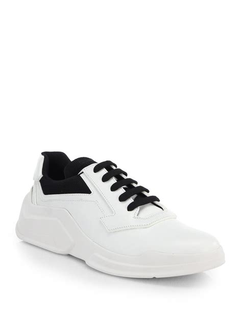 prada mens white high top sneakers|Prada sneakers sale men's.